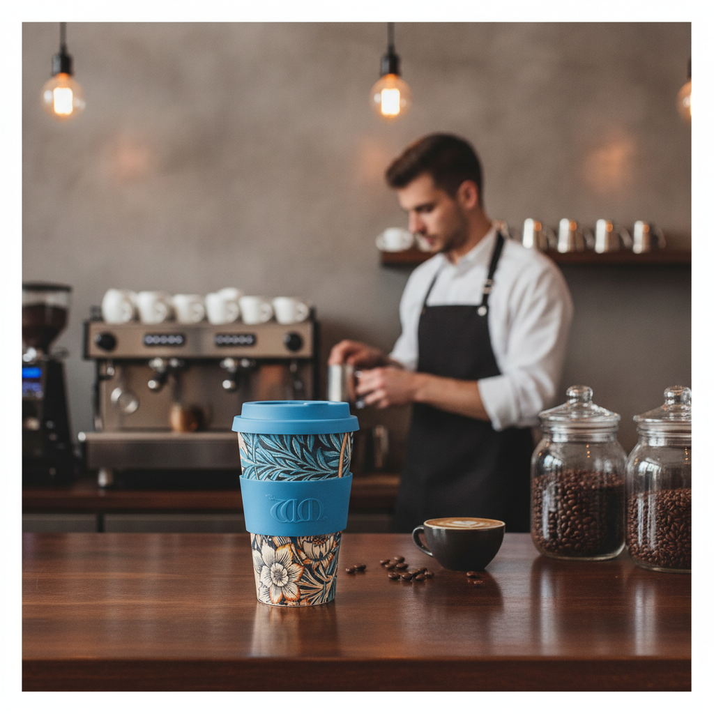 PLA Reusable Coffee Cup 400ml with Silicone Sleeve for Cafés