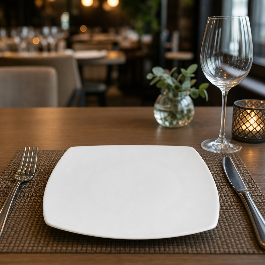 Square Plates 190mm Porcelain for Elegant Dining (Pack of 12)