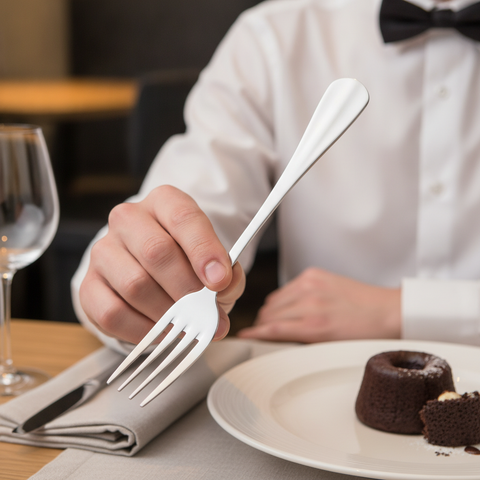 18/0 Stainless Steel Baguette Dessert Fork for Dining (Pack of 12)