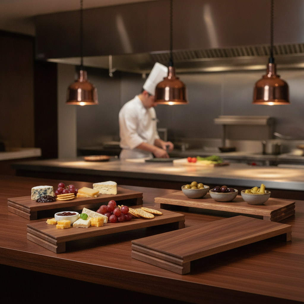 Wood Presentation Board 396x160mm for Serving Food (Pack of 4)