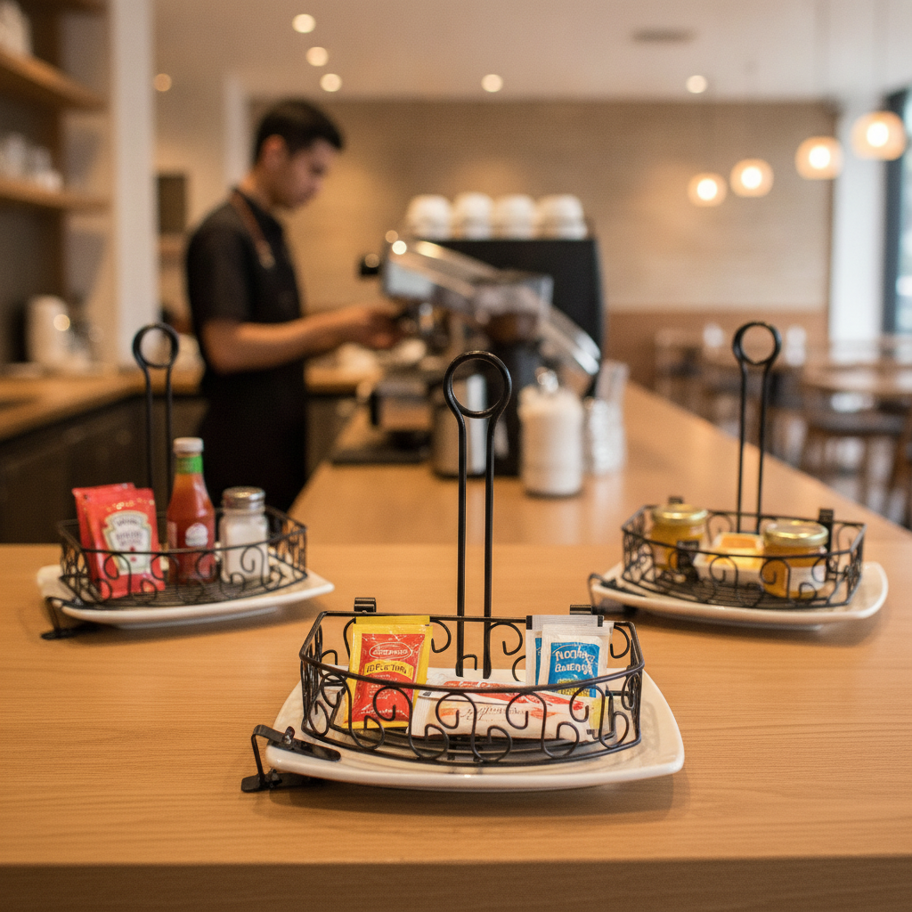 Steel Condiment Holder with Clip 215x155mm for Restaurants & Cafés