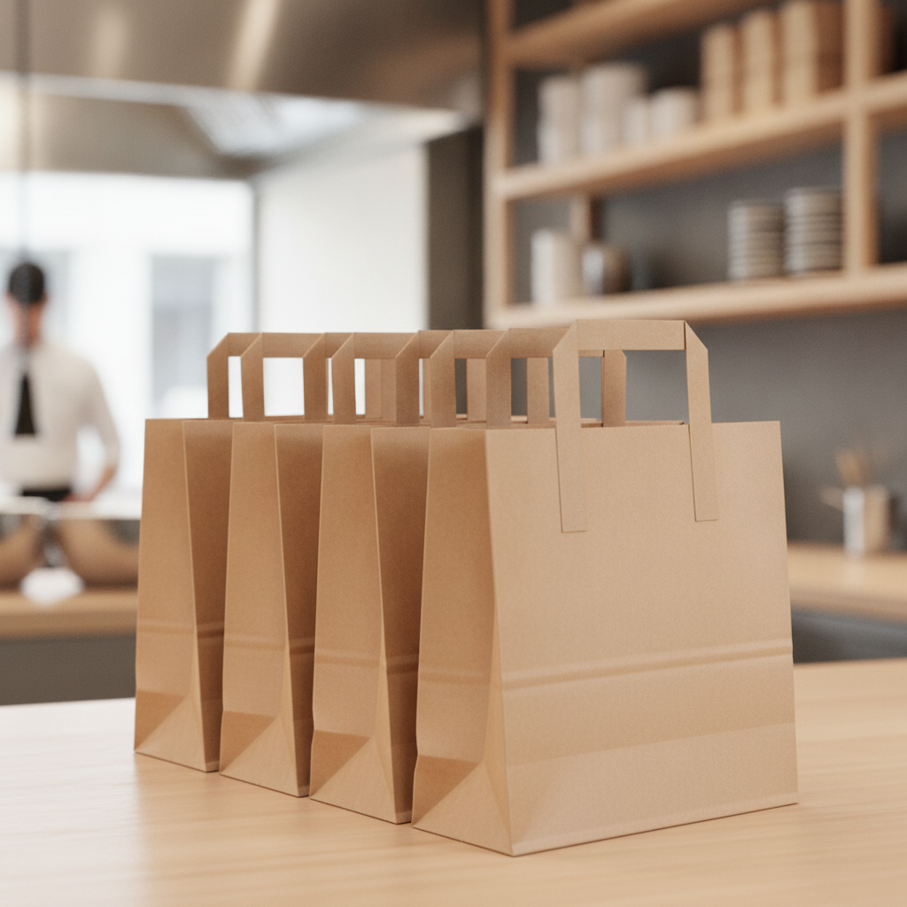 Brown Paper Carrier Bags for Eco-Friendly Shopping (Pack of 250)