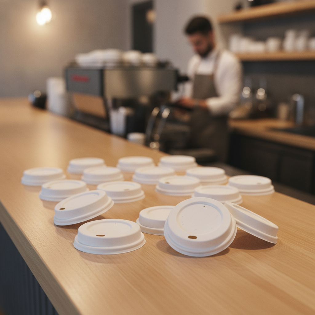 Wood Fibre Hot Cup Lids 80mm for Eco-Friendly Beverages (Pack of 1200)