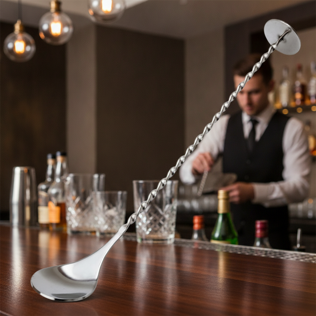 Steel Cocktail Spoon with Masher 46g for Mixing Drinks