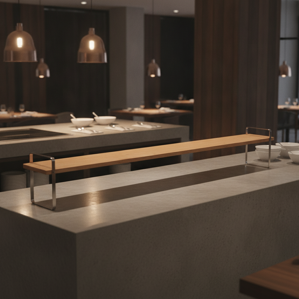 Oak Wood and Stainless Steel Extra Large Presentation Table for Buffets