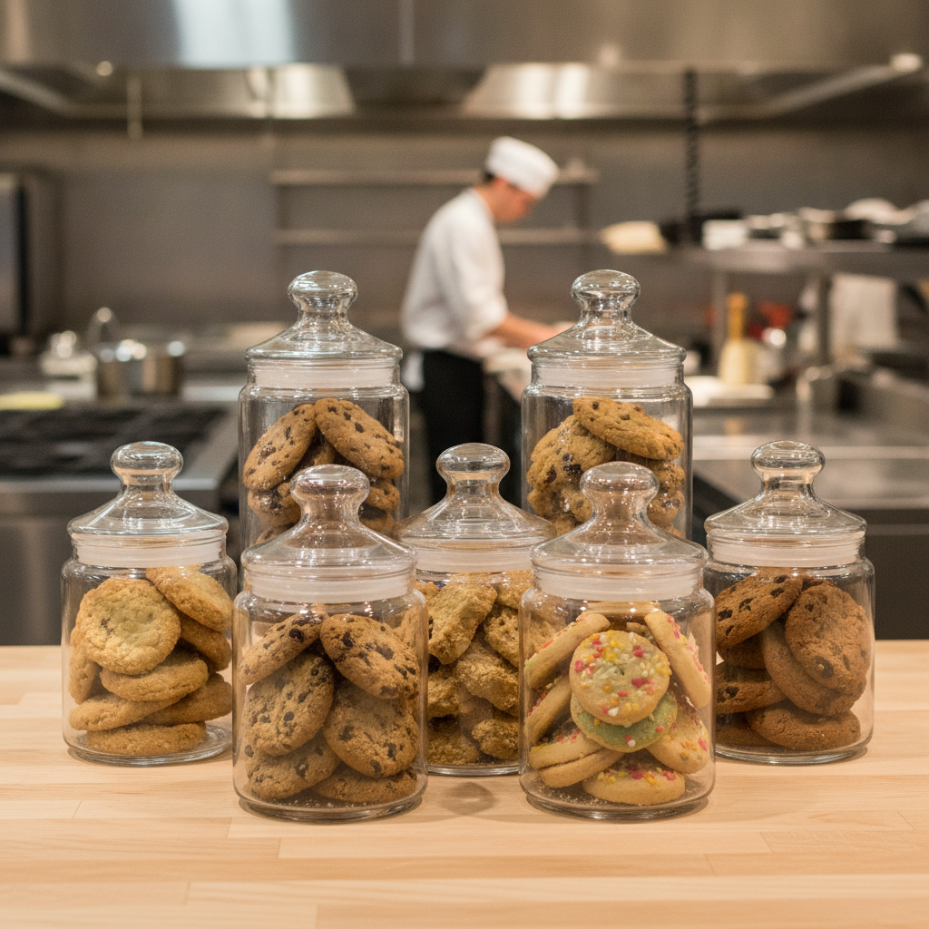 Glass Storage Jars 2L for Cookies and Biscuits (Pack of 6)
