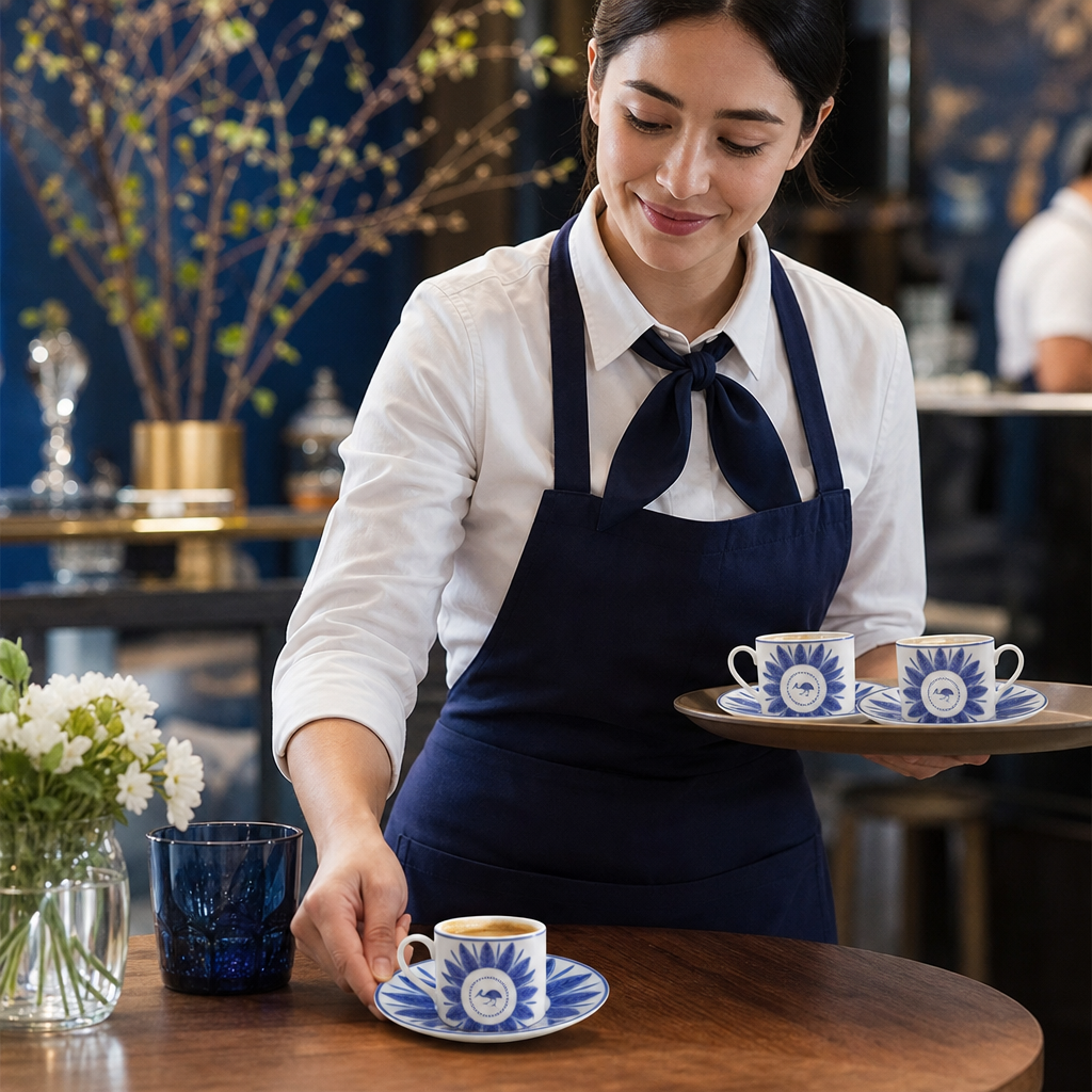 Espresso Saucers Exotic Patterns Blue Bone China for Table Settings
