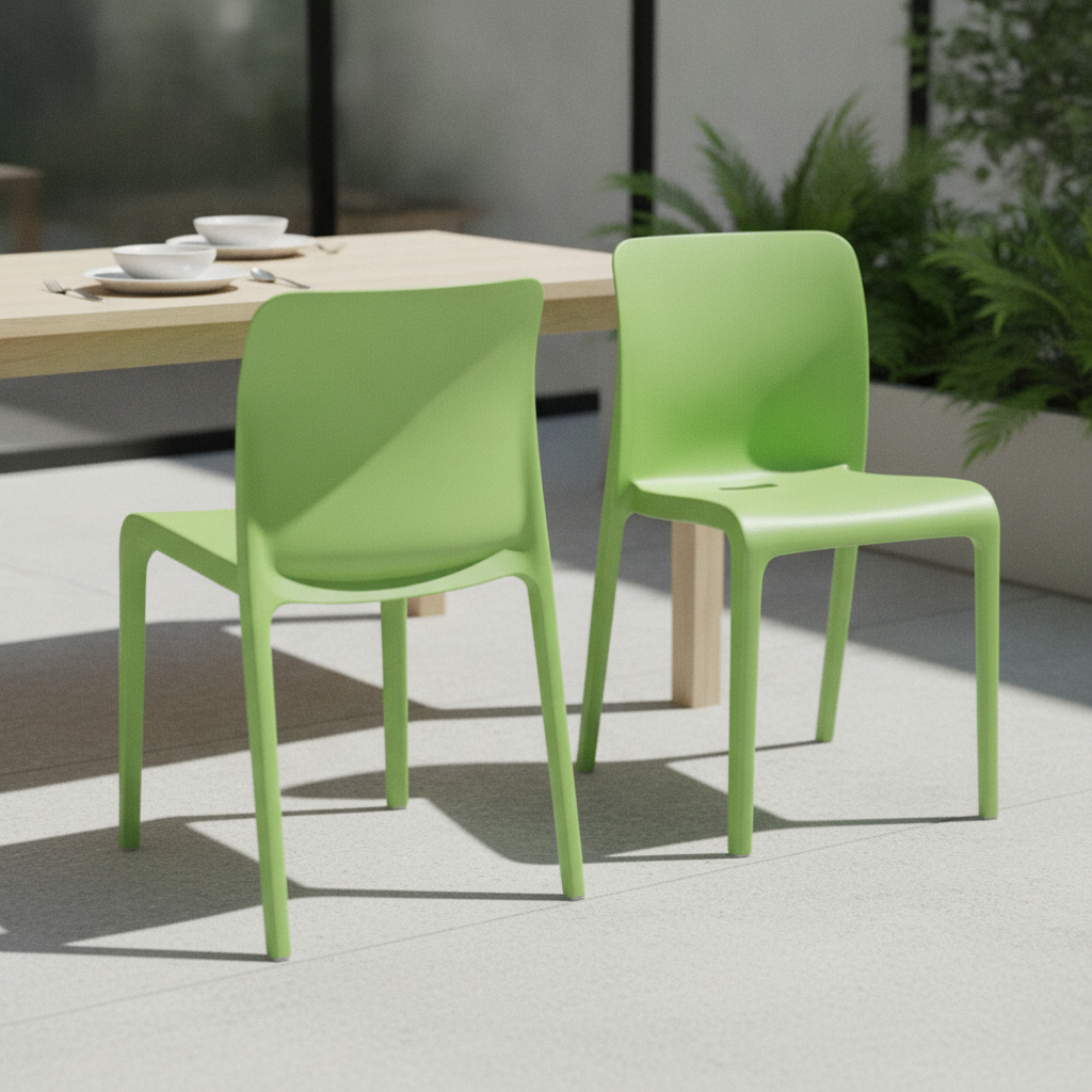 Polypropylene Bright Green POP Chairs 780x480mm for Indoor & Outdoor Use (Pack of 2)