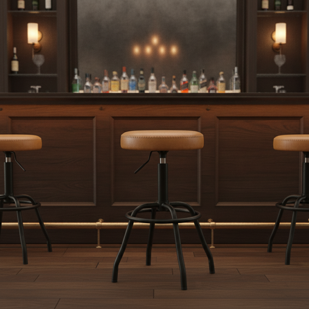 PU Leather Bar Stool with Adjustable Height 795mm for Indoor Use