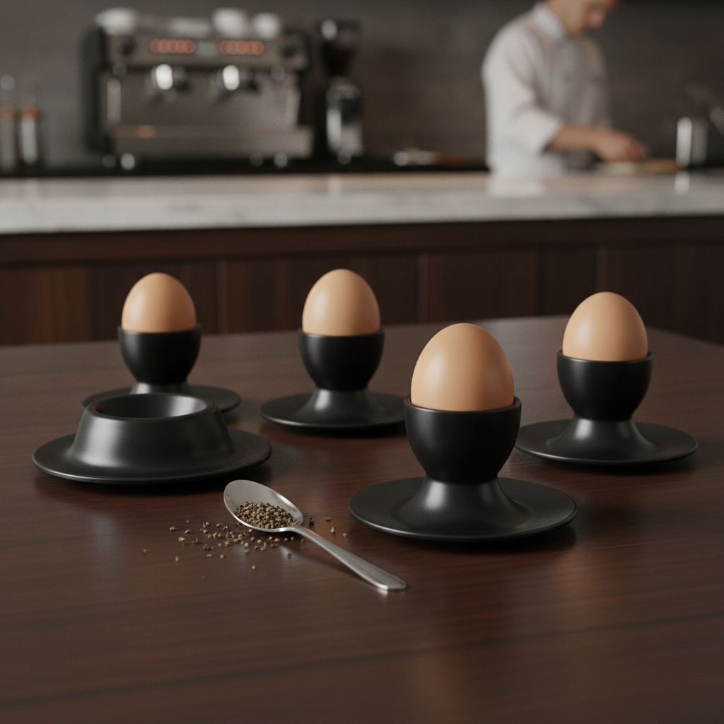 Melamine Black Egg Holders 85mm for Breakfast Services (Pack of 4)