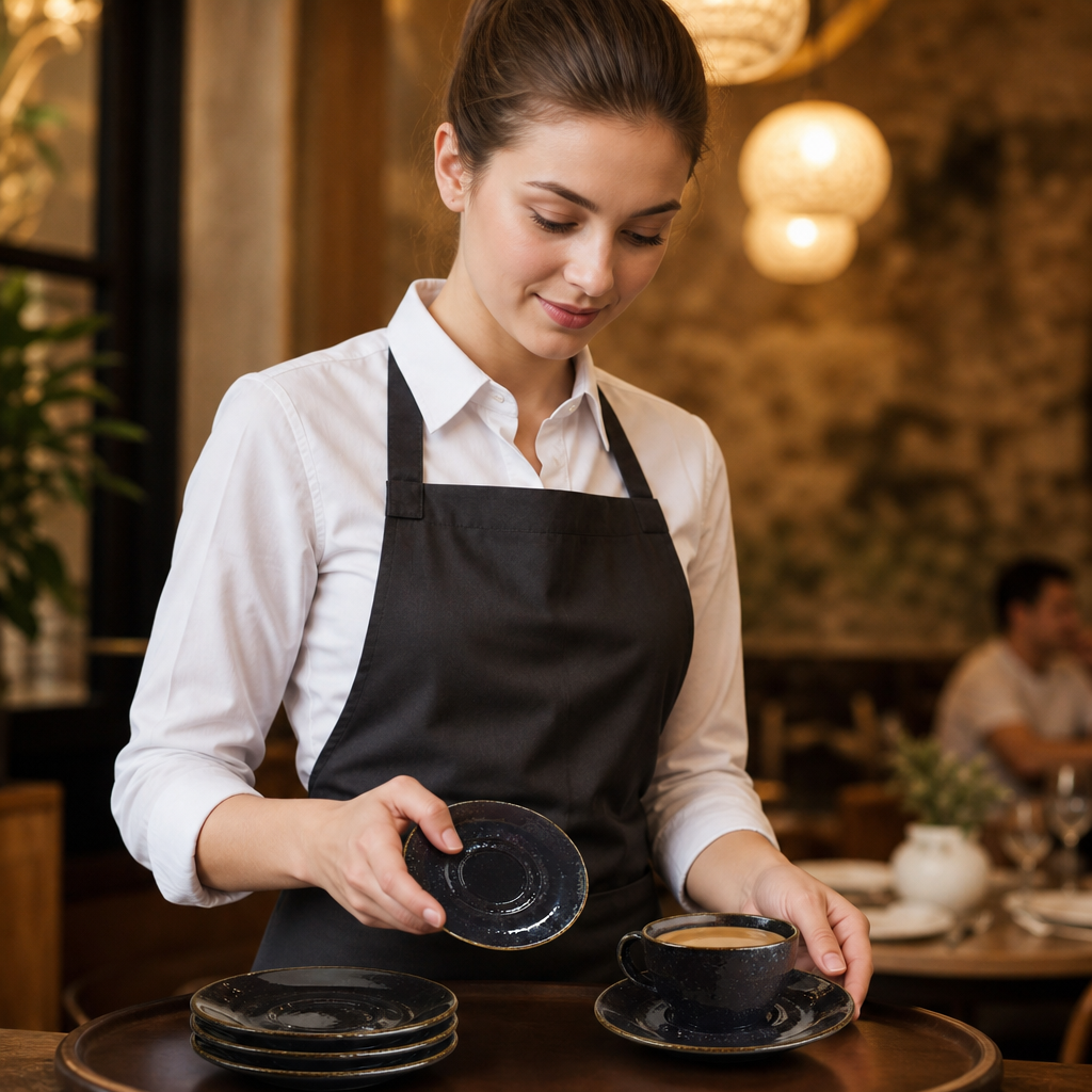 Small Double-Well Saucers 118mm Black Porcelain for Hot Drinks (Pack of 12)
