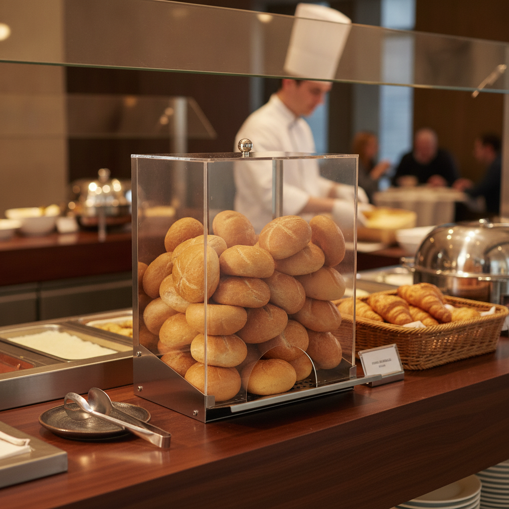 Stainless Steel Bread Roll Dispenser 420mm for Breakfast Buffets