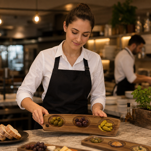 Acacia Wood Large Geo Deli Board for Serving Tapas (Pack of 4)