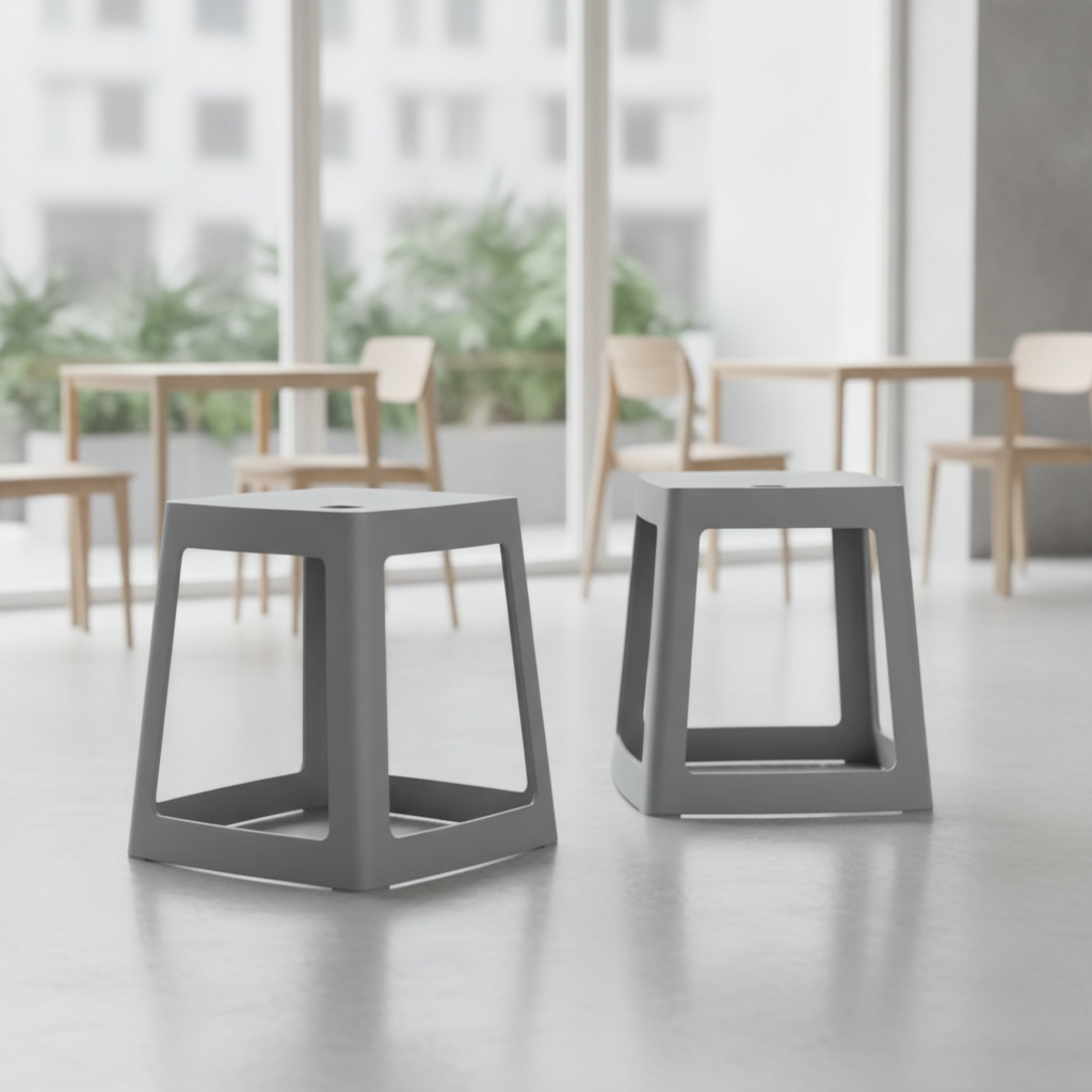 Polypropylene High Stools in Grey 445x400mm for Indoor & Outdoor Use (Pack of 2)