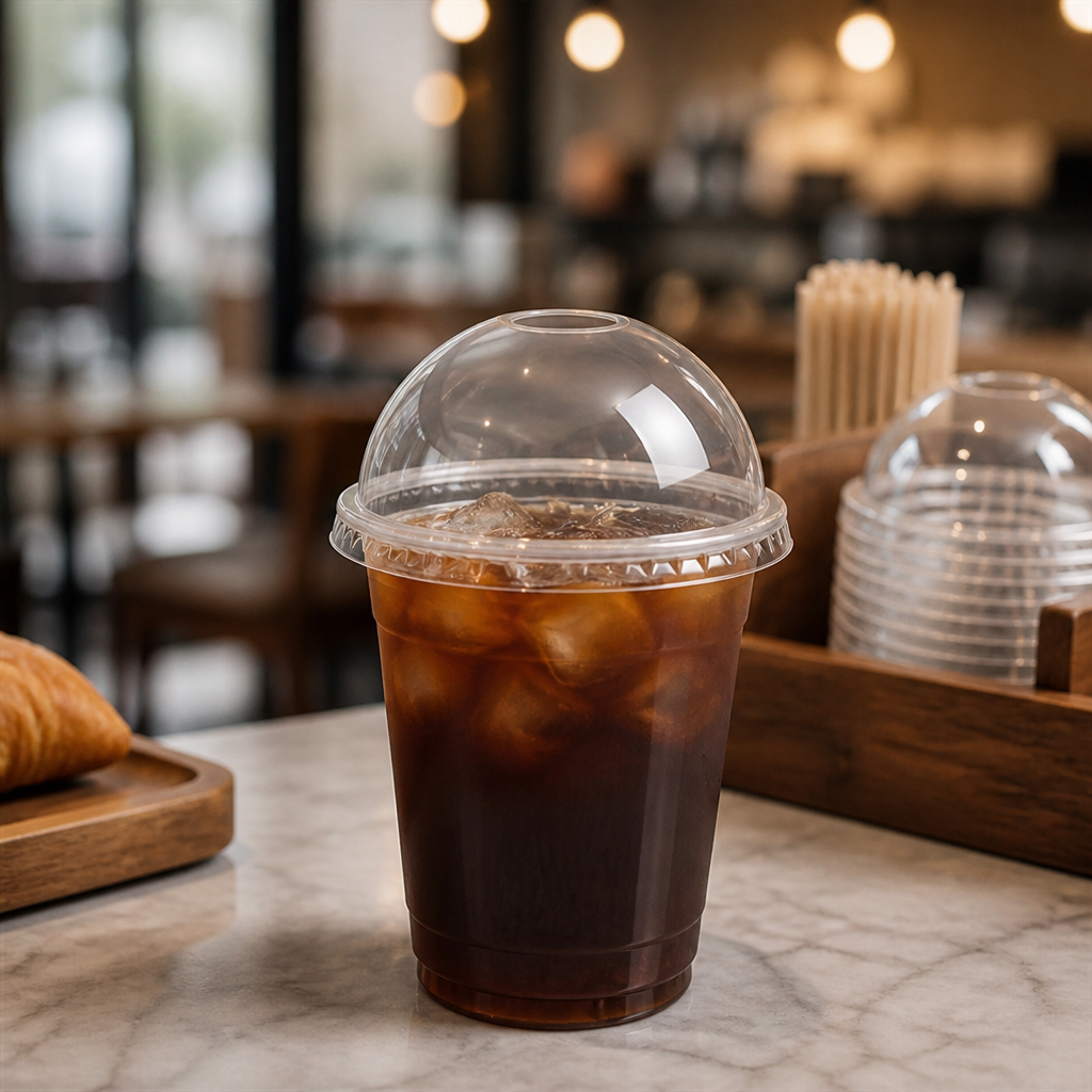 Compostable PLA Cold Cup Domed Lids for Cold Drinks Service (Pack of 1000)