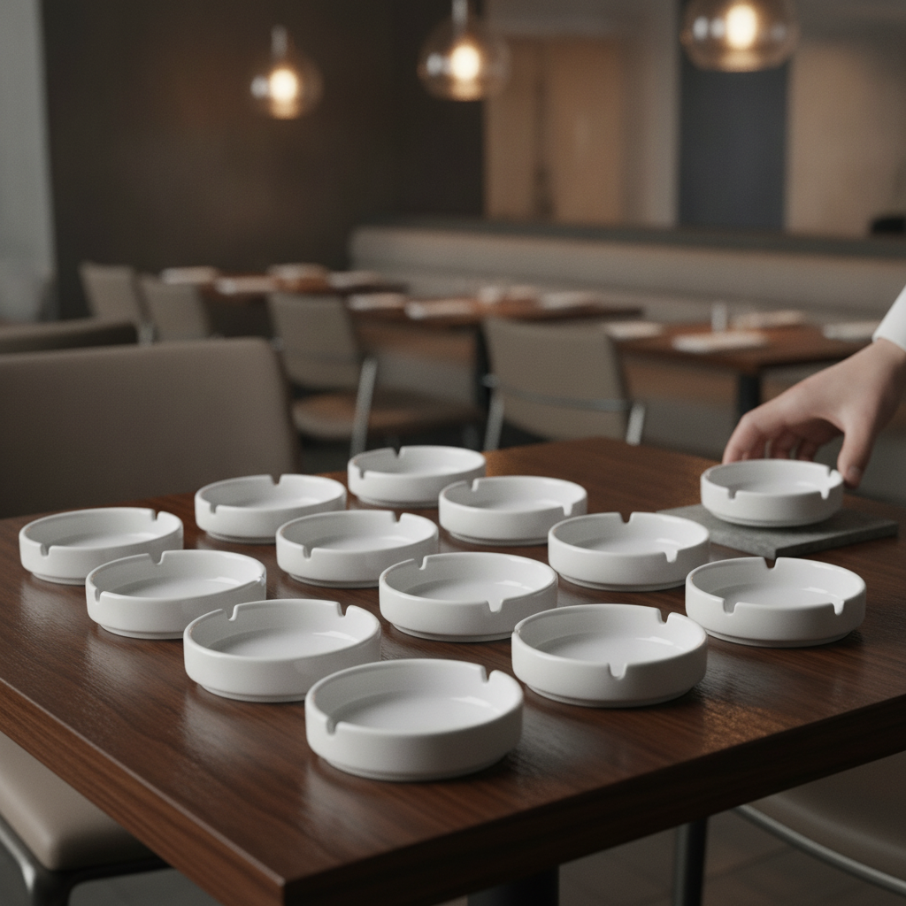 Porcelain White Stacking Ashtrays 102mm for Casual Dining (Pack of 12)
