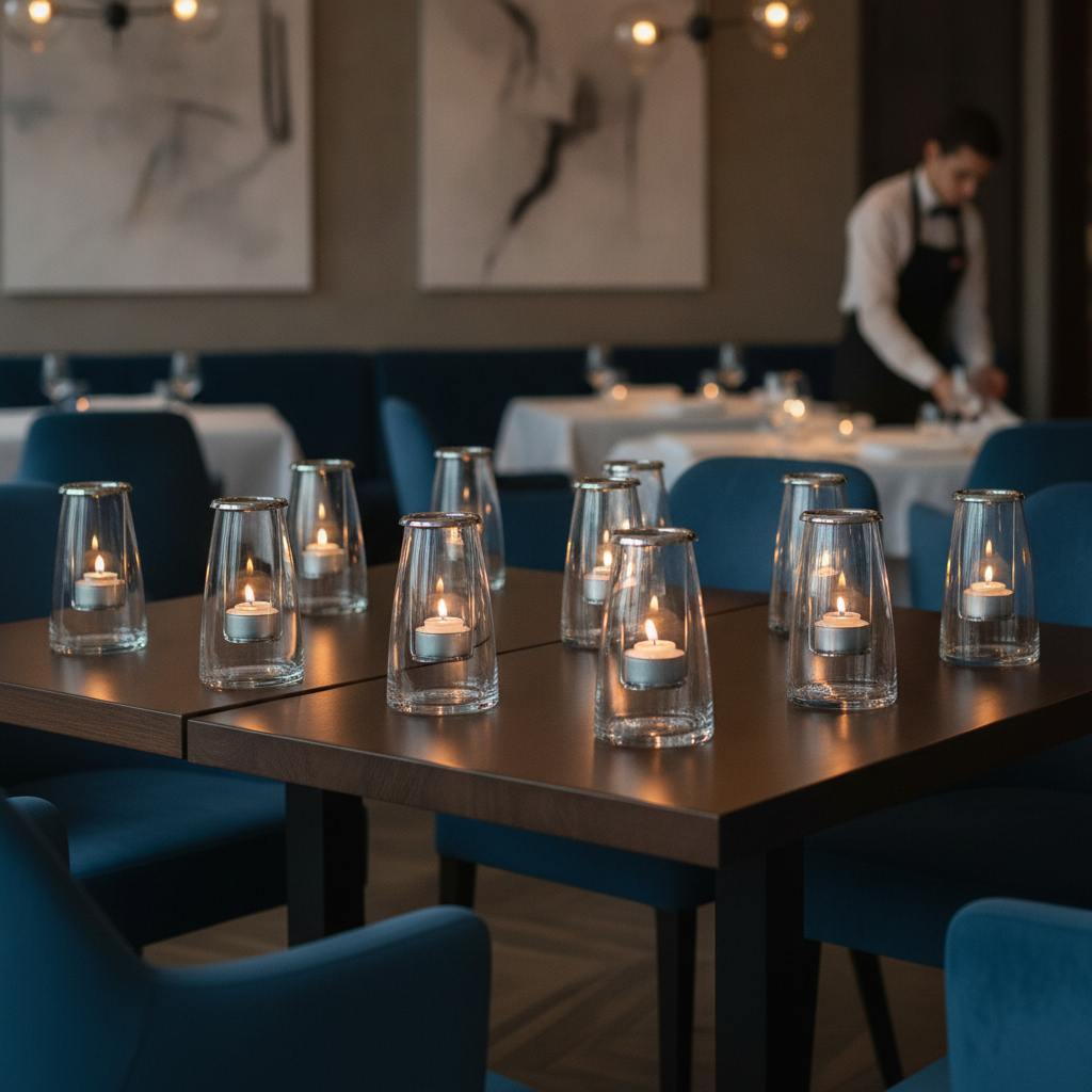 Clear Glass Table Lamp 83x152mm for Restaurants & Events (Pack of 12)