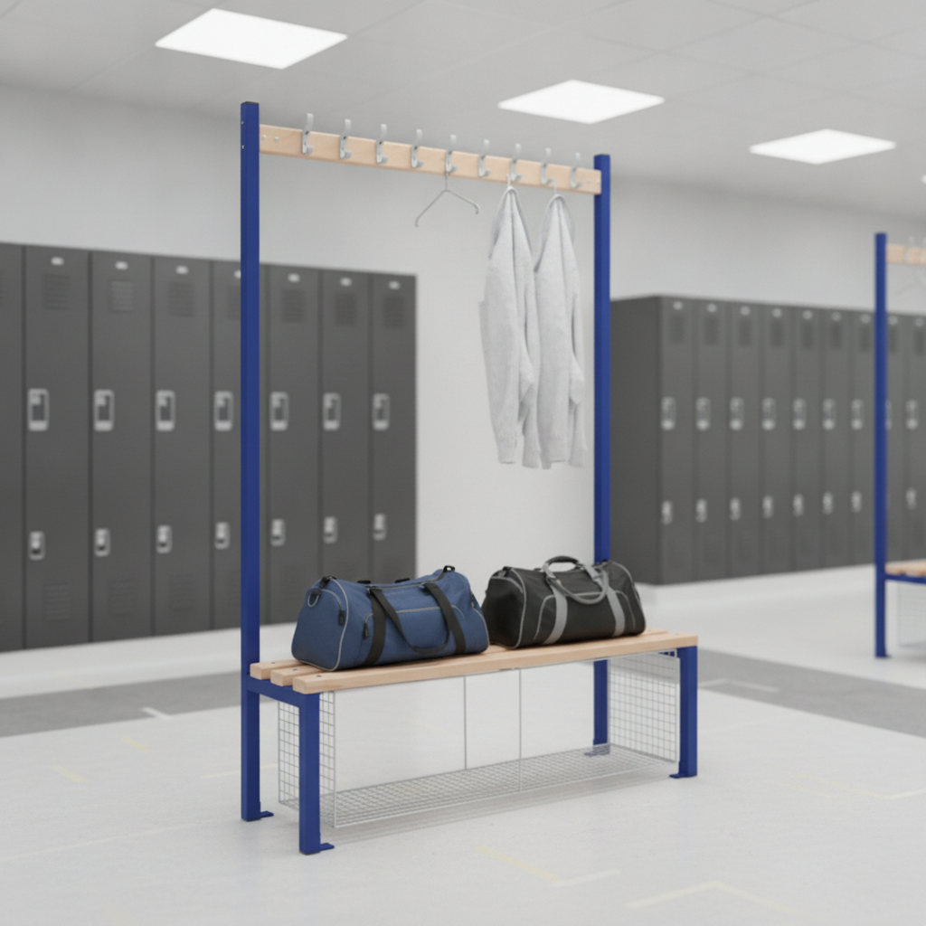 Powder Coated Steel Single-Sided Island Seating for Changing Rooms