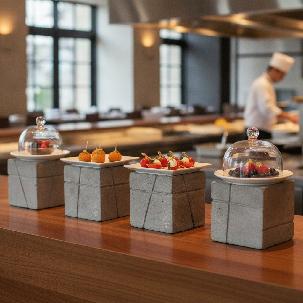 Concrete Table Stand for Buffet Service (Pack of 4)