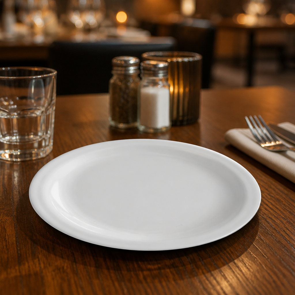 Narrow Rimmed Plates 165mm Melamine for Schools & Nursing Homes (Pack of 12)