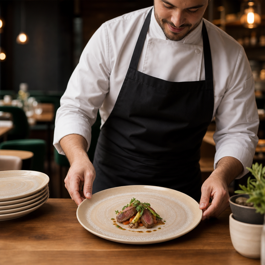 Coupe Plates 280mm Sandstone China for Restaurants & Cafés (Pack of 12)
