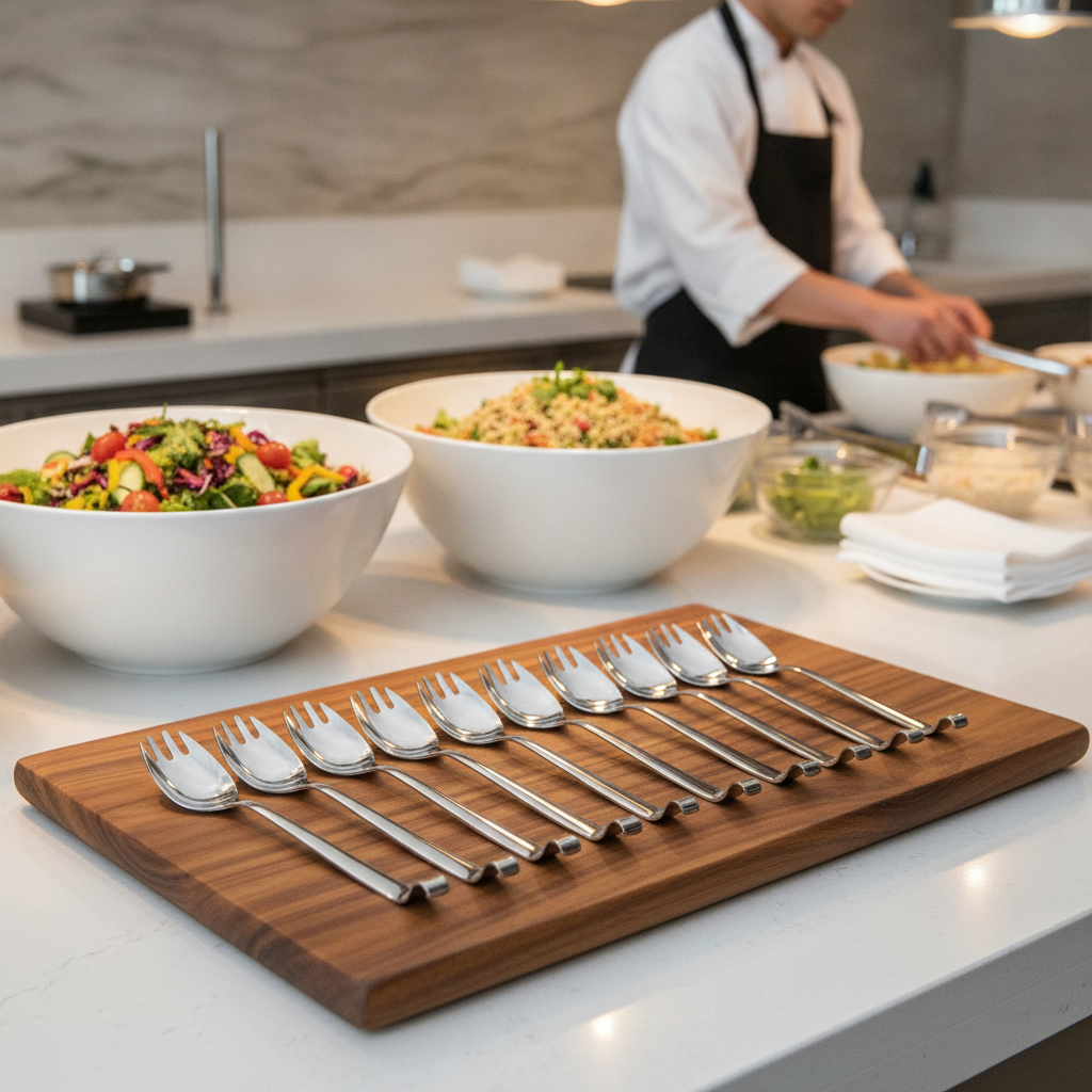 Stainless Steel Salad Forks 250mm for Buffet Presentation (Pack of 10)