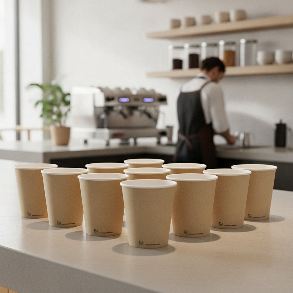 PLA & Paper Compostable Coffee Cups 340ml for Eco-Friendly Events (Pack of 1000)