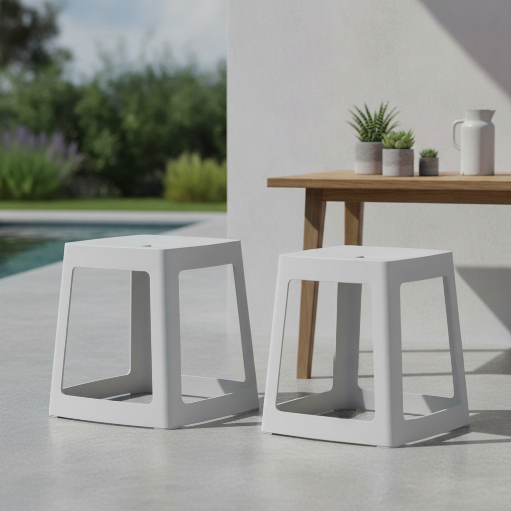 Polypropylene Light Grey Base Stools 445x400mm for Indoor & Outdoor Use (Pack of 2)