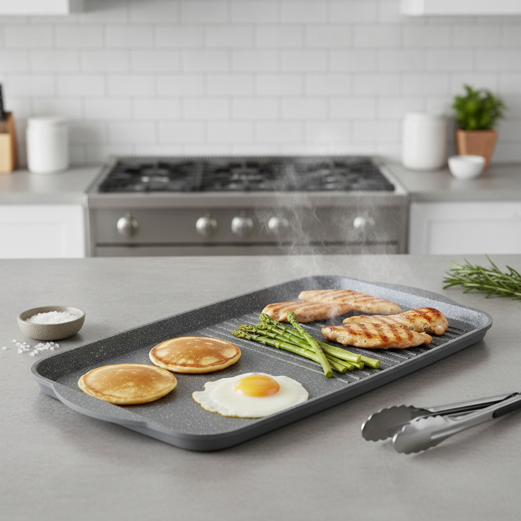 Cast Aluminium Griddle Tray 460mm for Home Cooking