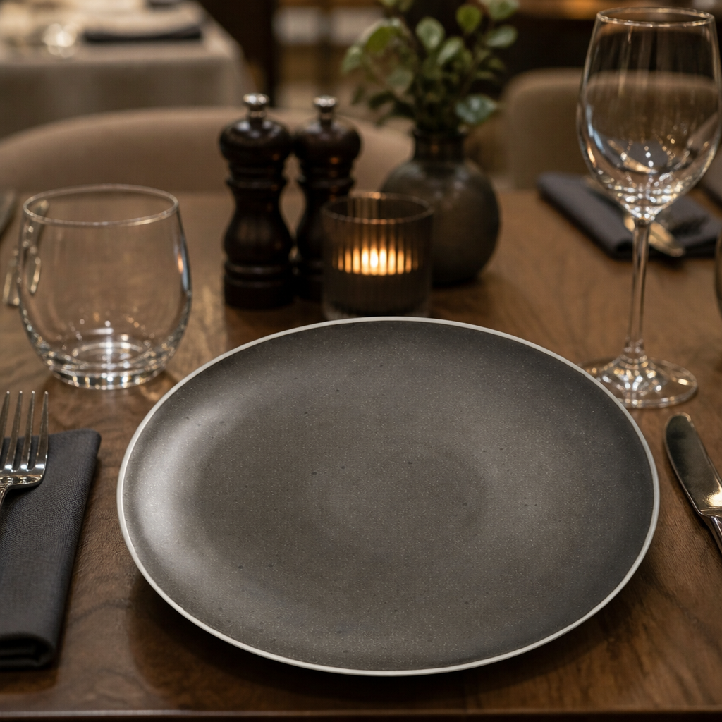 Plates 270mm Charcoal Porcelain for Elegant Dining (Pack of 6)