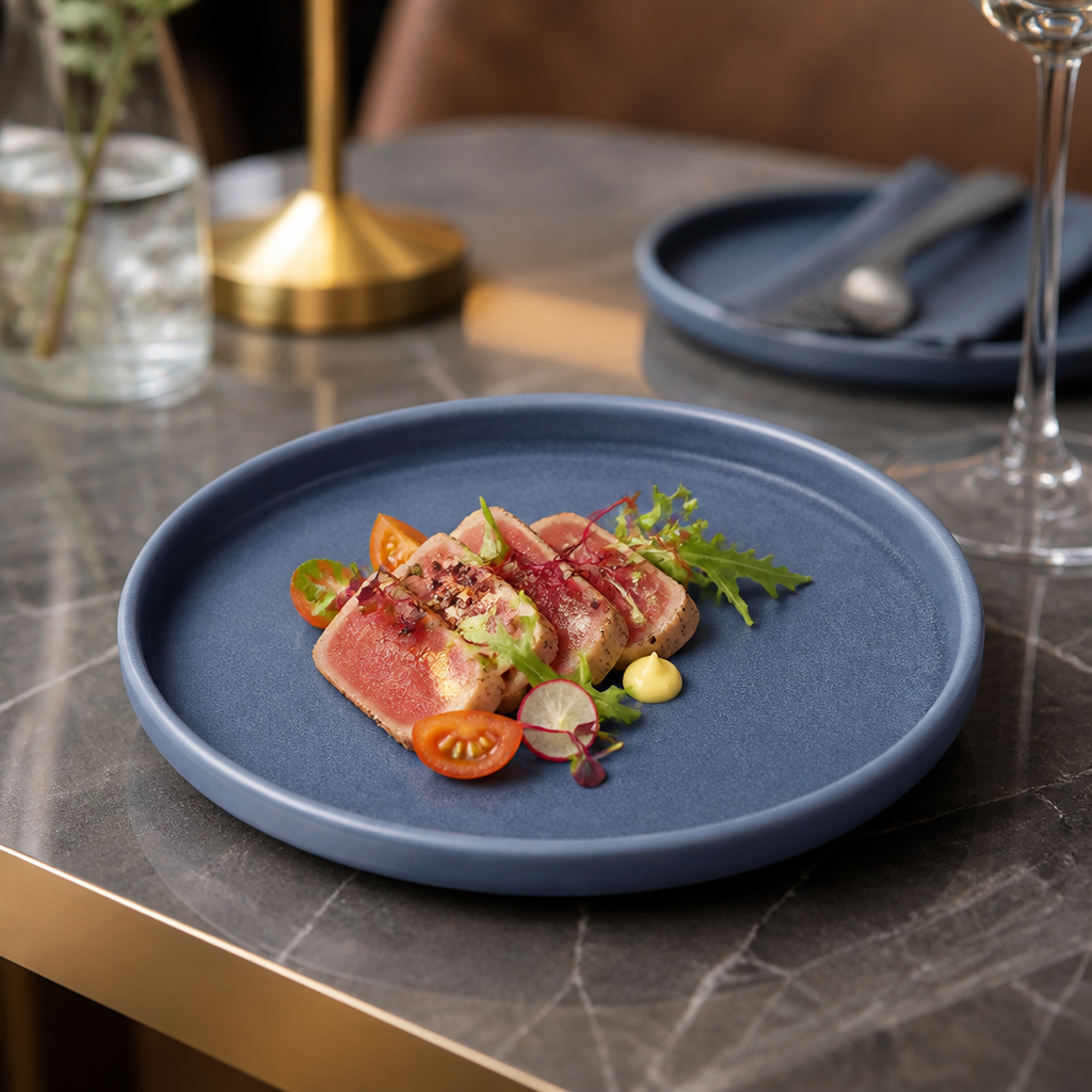Walled Plates 157mm Blue Vitrified Ceramic for Stylish Dining (Pack of 6)