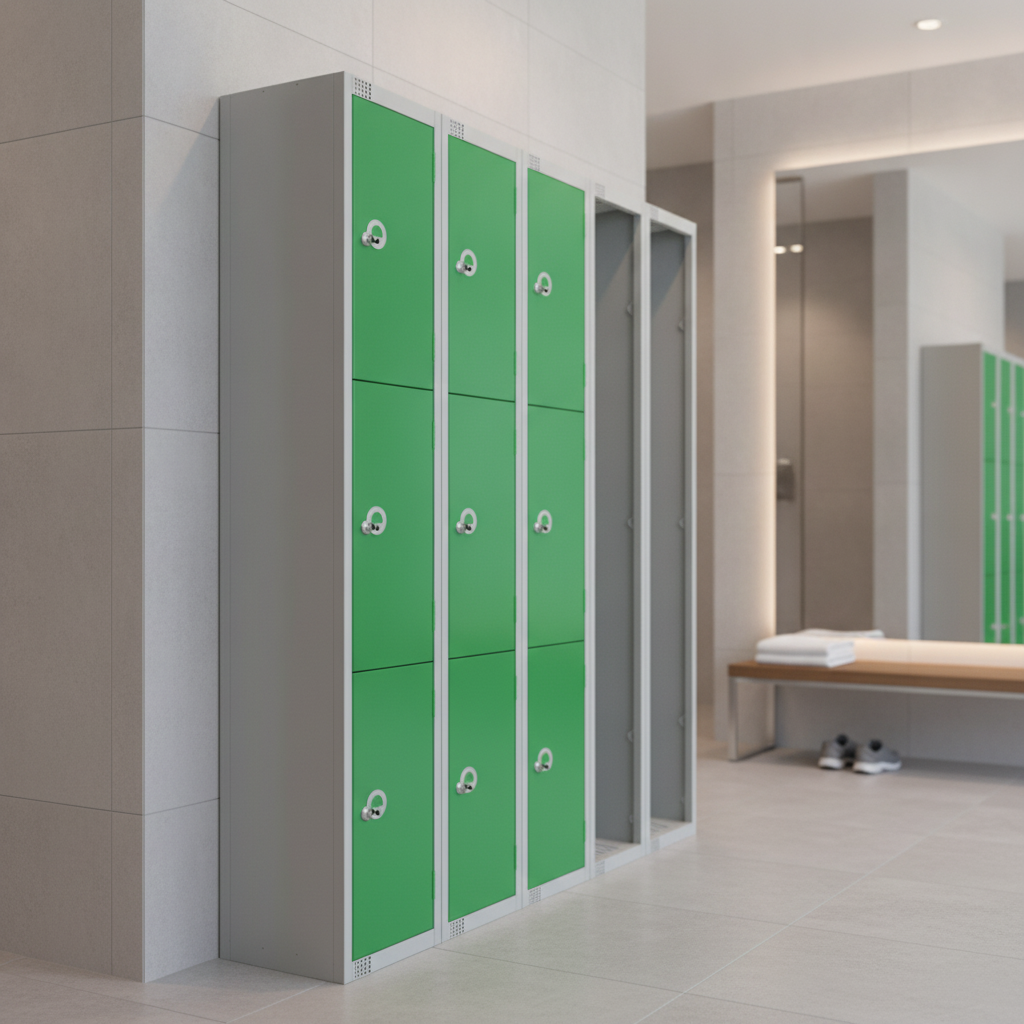 Powder Coated Steel Green Lockers 450mm Deep for Changing Rooms