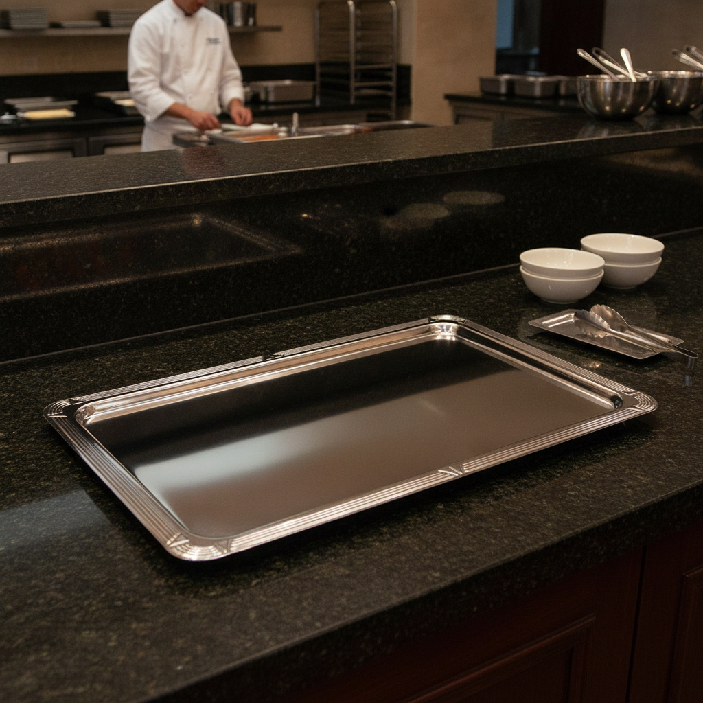 Stainless Steel Rectangular Buffet Tray 1/1 GN for Elegant Food Displays