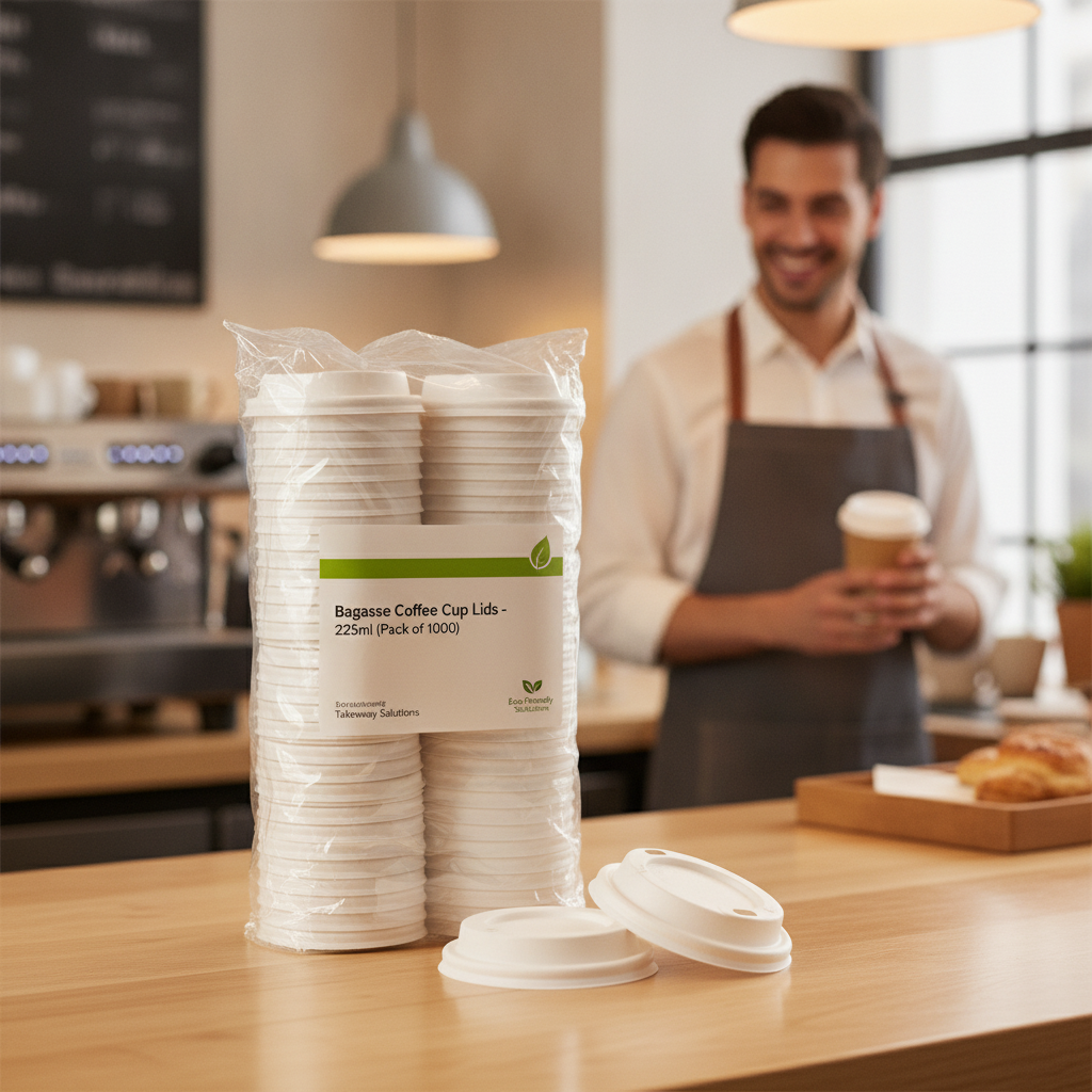 Bagasse Coffee Cup Lids 225ml for Eco-Friendly Takeaway (Pack of 1000)