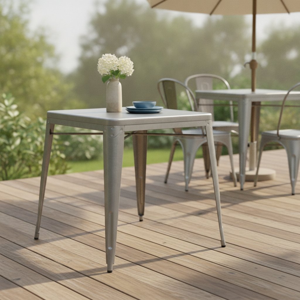 Galvanised Steel Square Bistro Table 668x668mm for Outdoor Seating