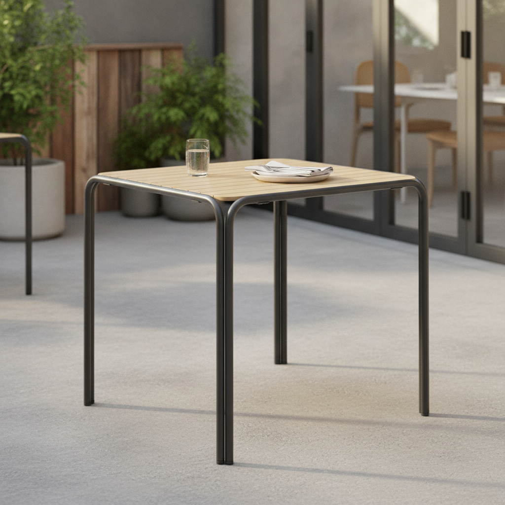 Stainless Steel and Polywood Square Dining Table 700mm for Indoor & Outdoor Use