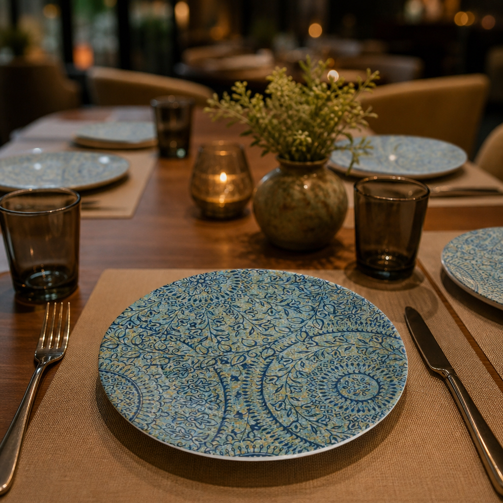 Plates 165mm Blue Melamine for Dining Settings (Pack of 24)