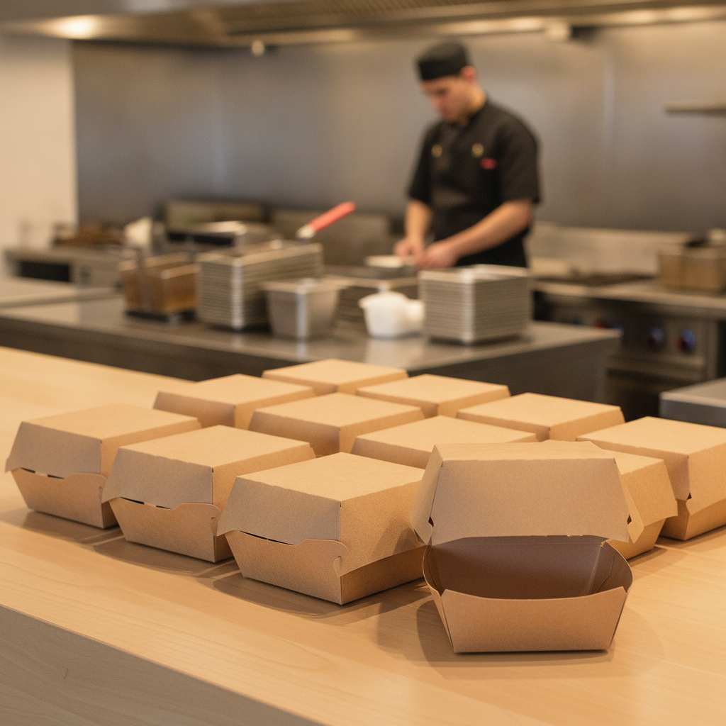 Paperboard Clamshell Burger Boxes for Takeaway (Pack of 200)