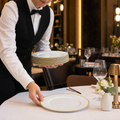 Plates 220mm Gold Bone China for Fine Dining (Pack of 12)