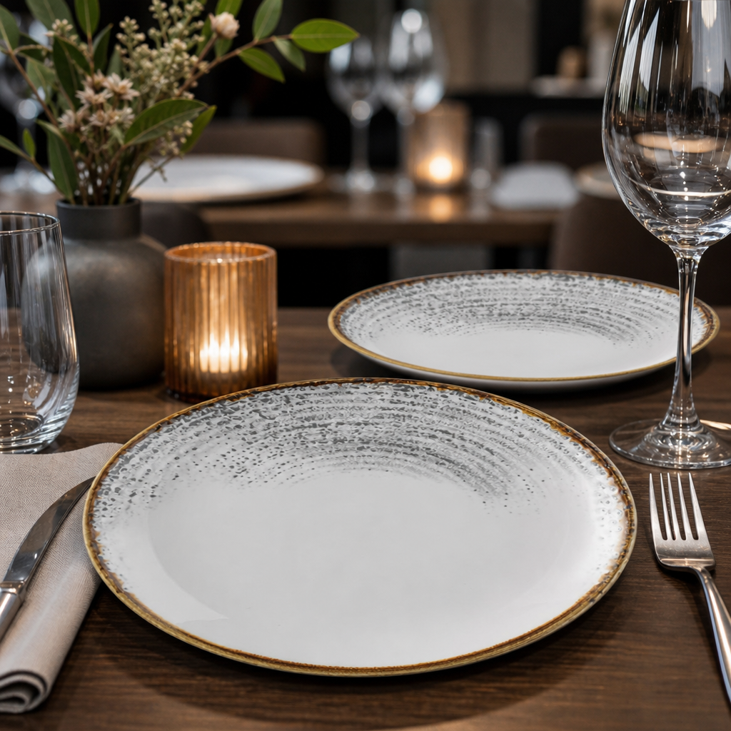 Coupe Plate Grey Grey Vitrified Ceramic for Elegant Dining (Pack of 12)