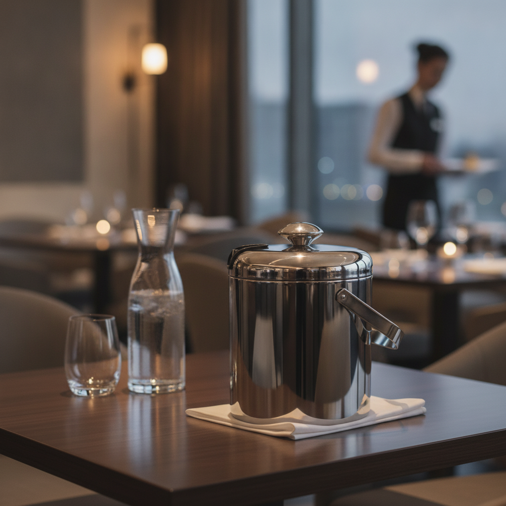 Stainless Steel Ice Bucket with Lid 1.23L for Hotel Room Service