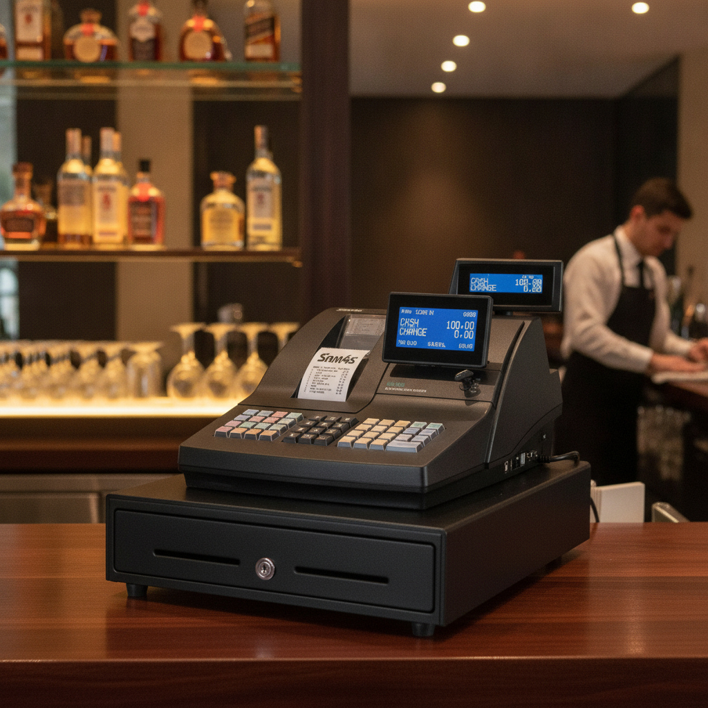Black Cash Register with Twin Station Printer for Bars & Restaurants