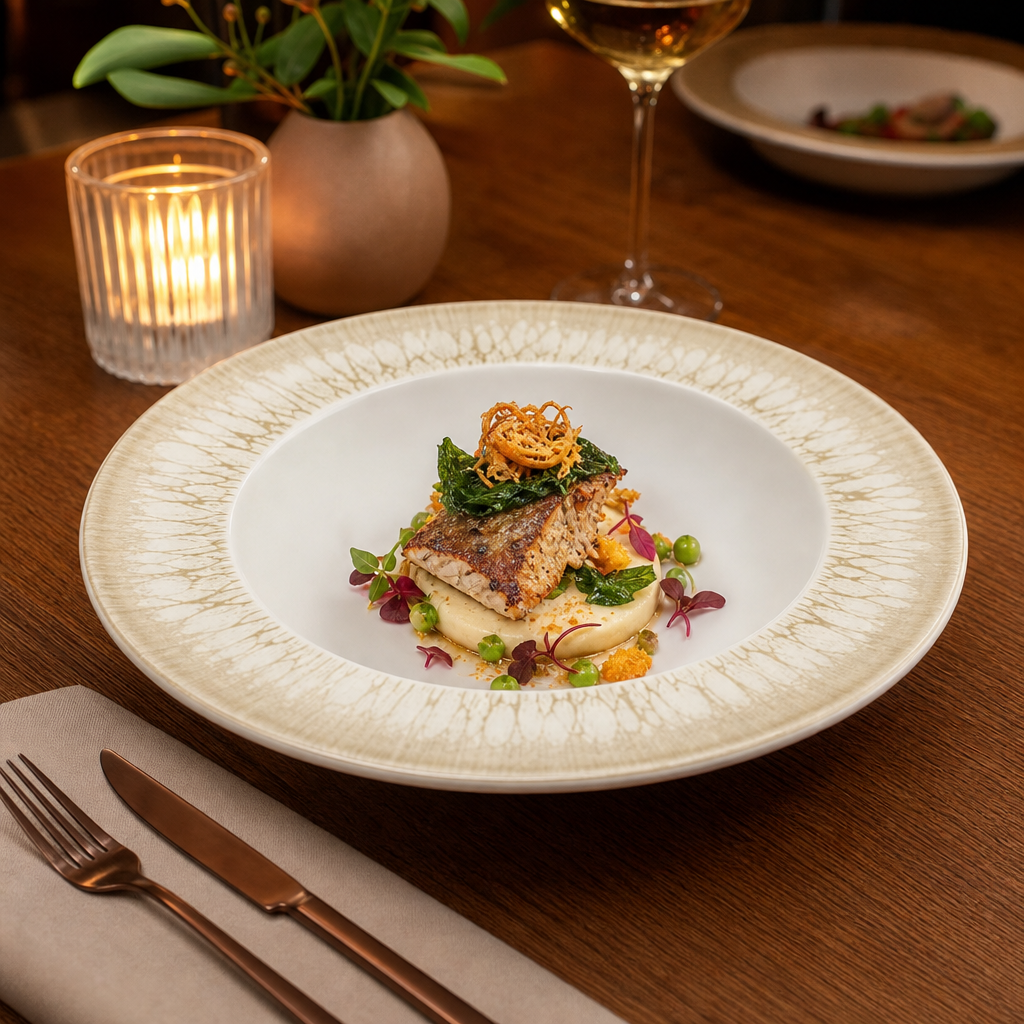 Inked Lumé Wide Rim Bowls 288mm for Dynamic Table Presentations