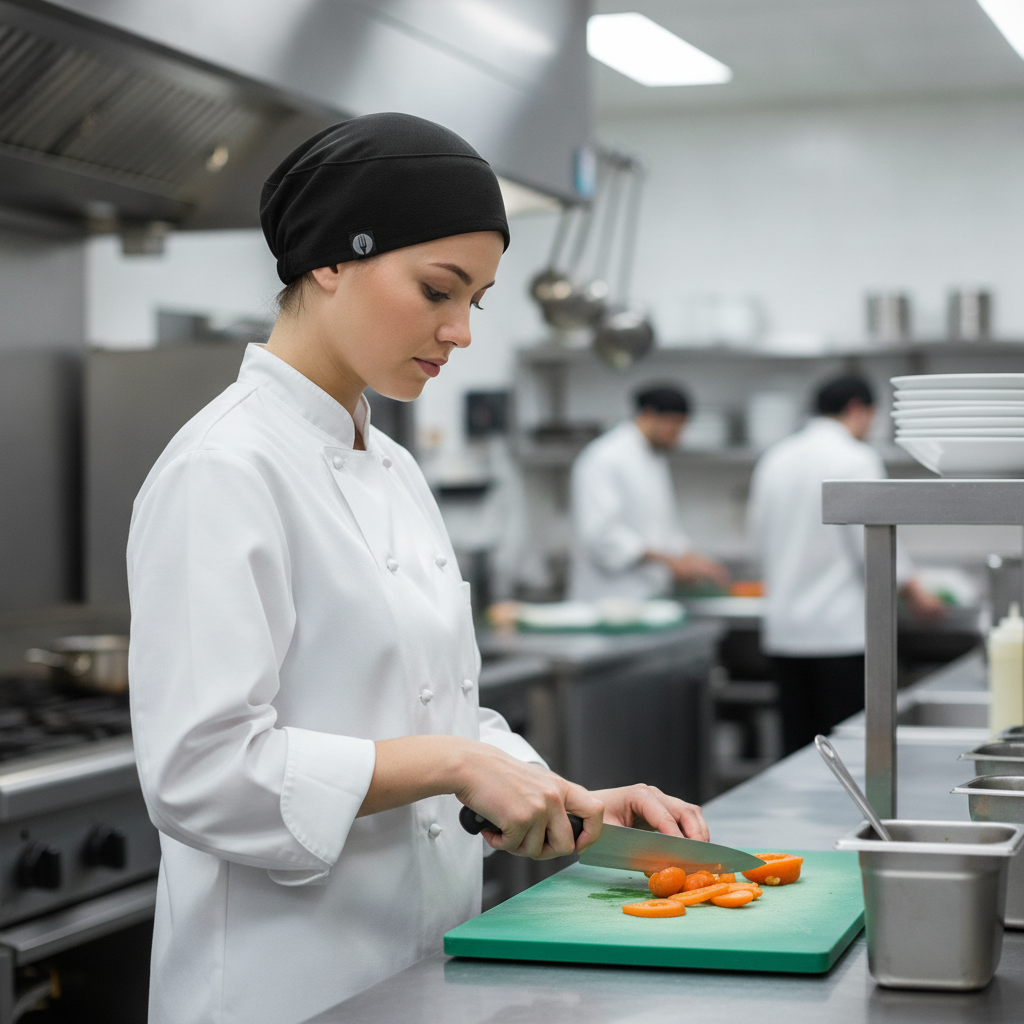 Polyester Black Total Vent Beanie for Busy Kitchens