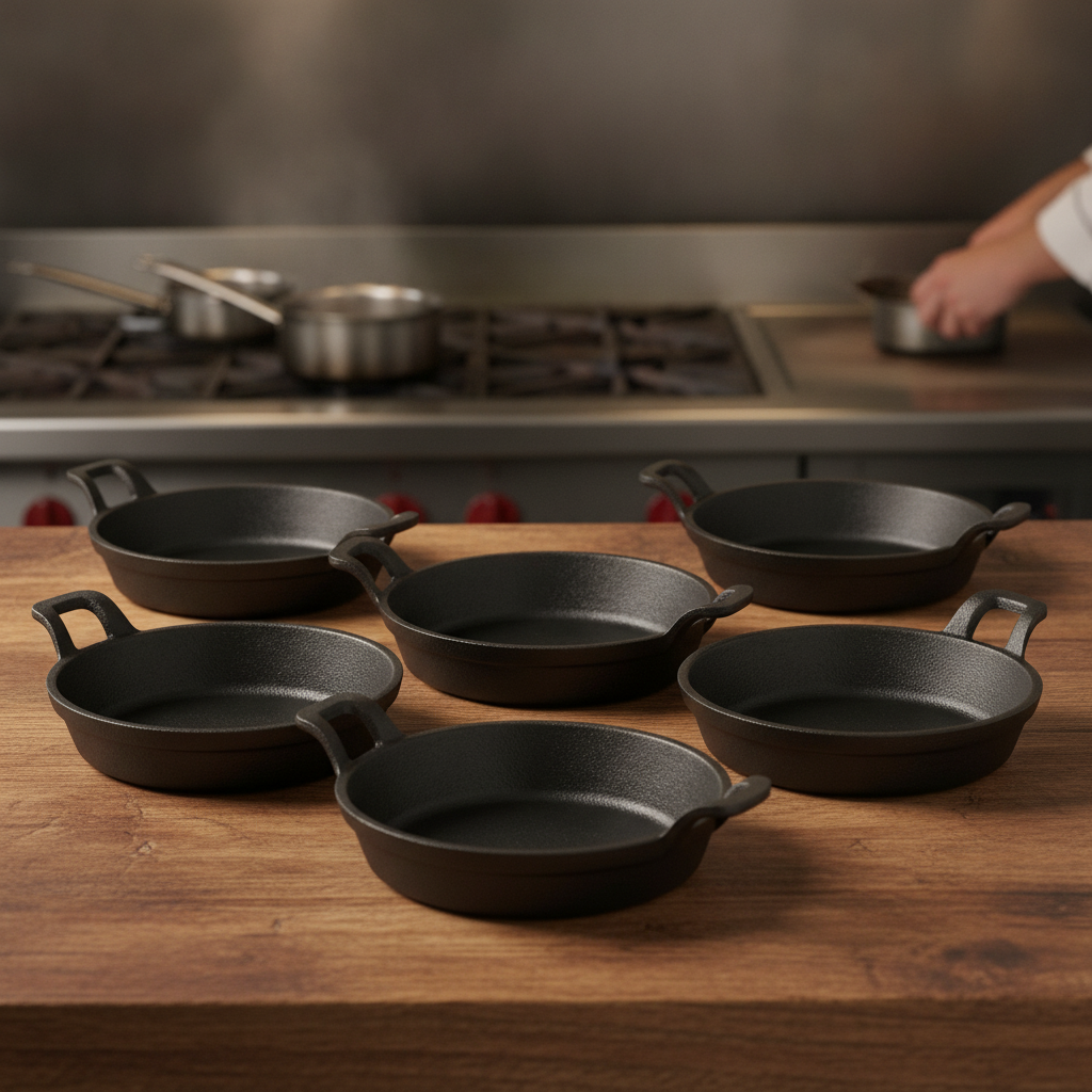Cast Iron Round Eared Dish 0.77L for Serving (Pack of 6)