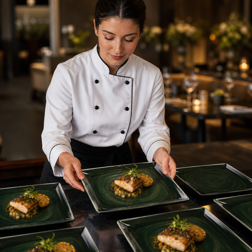 Square Plate Dark 270mm Green Porcelain for Dining (Pack of 12)