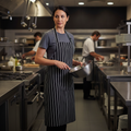 Polycotton Black Butcher's Stripe Bistro Apron for Kitchen Staff