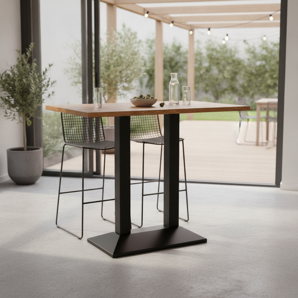 Planked Oak Rectangular Poseur Table 1200x700mm for Indoor & Outdoor Dining