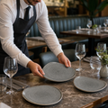 Plates Grey Ceramic for Dining (Pack of 12)