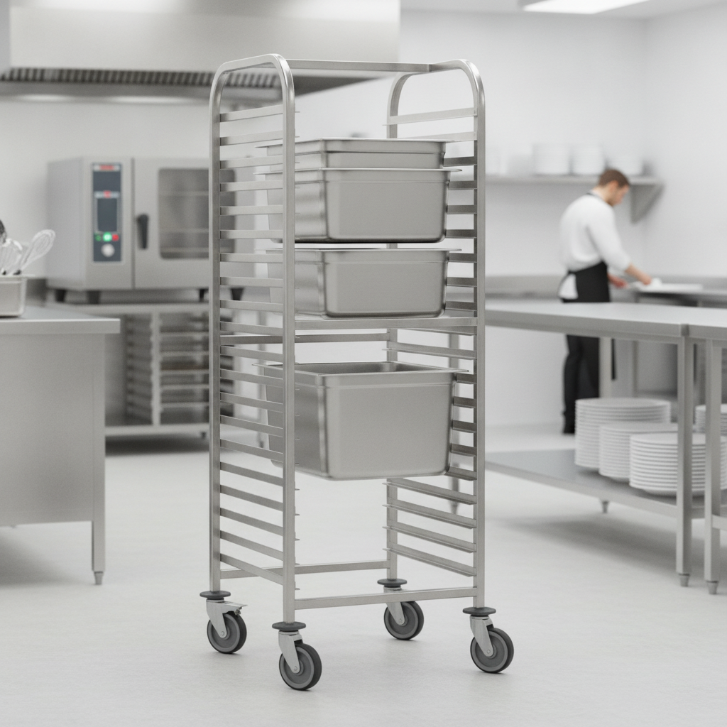 Stainless Steel Double Gastronorm Racking Trolley for Catering & Hospitality